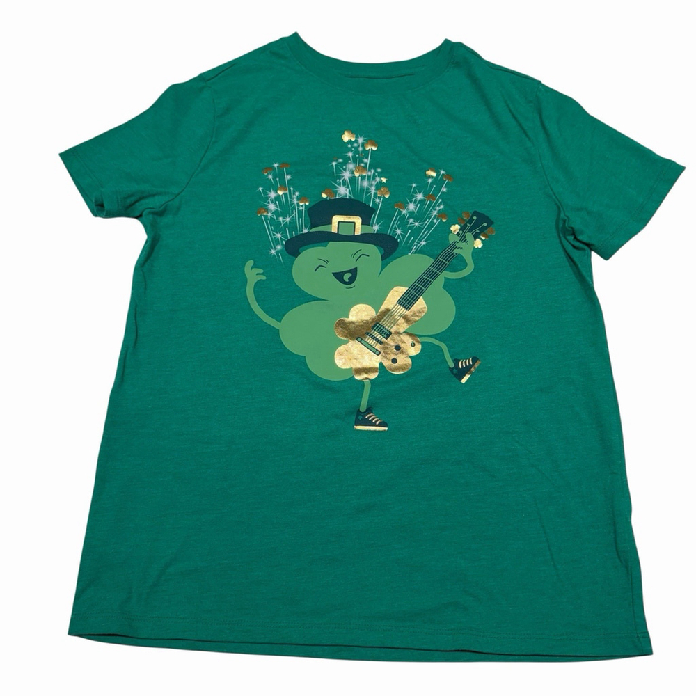 Cat & Jack Kids XL‎ (14-16) St Patricks Day T Shirt Shamrock Band Holiday